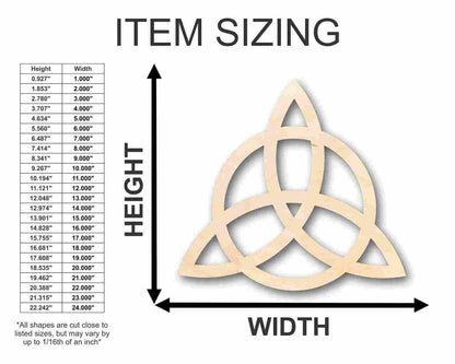 Unfinished Wood Triquetra Shape - Craft - up to 46" DIY - NameSigns.com