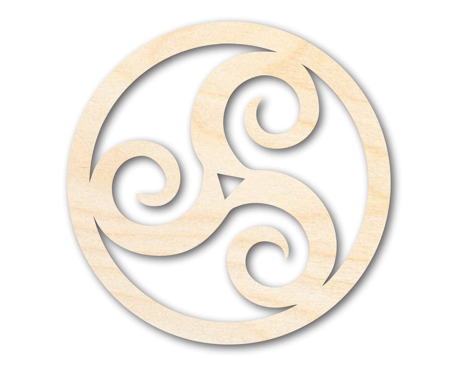 Unfinished Wood Triskele Shape - Celtic Symbol Craft - up to 46" - NameSigns.com