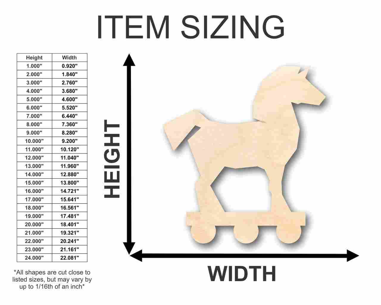 Unfinished Wood Trojan Horse Shape - Toy - Greek History - Craft - up to 46" DIY - NameSigns.com
