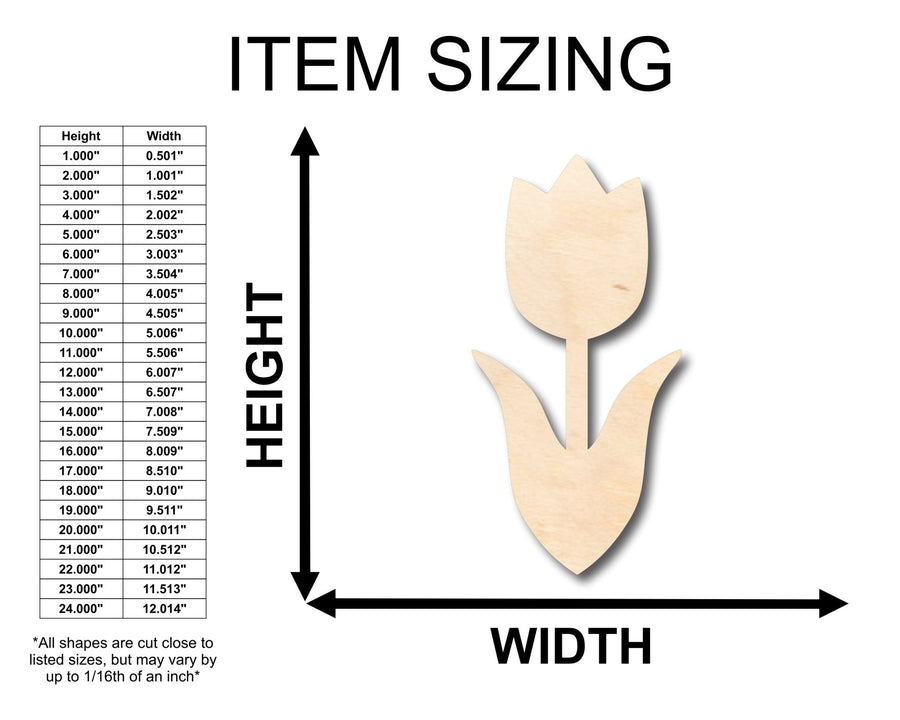 Unfinished Wood Tulip Flower Shape - Craft - up to 46" DIY - NameSigns.com