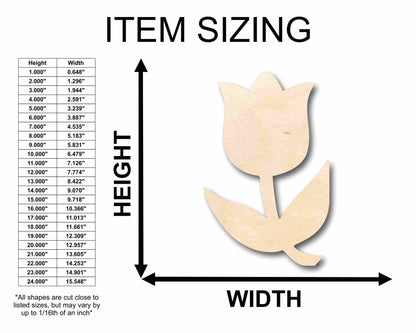 Unfinished Wood Tulip Flower Silhouette - Craft - up to 46" DIY - NameSigns.com