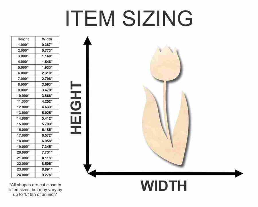 Unfinished Wood Tulip Shape - Spring - Flower - Craft - up to 46" DIY - NameSigns.com