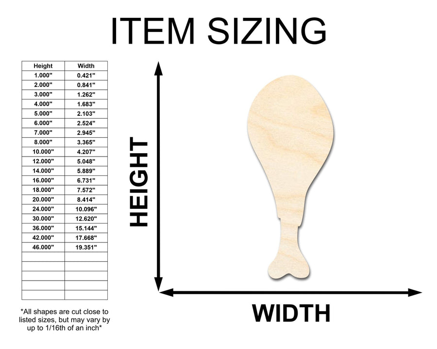 Unfinished Wood Turkey Leg Shape - Renaissance Festival Craft - up to 46" DIY - NameSigns.com