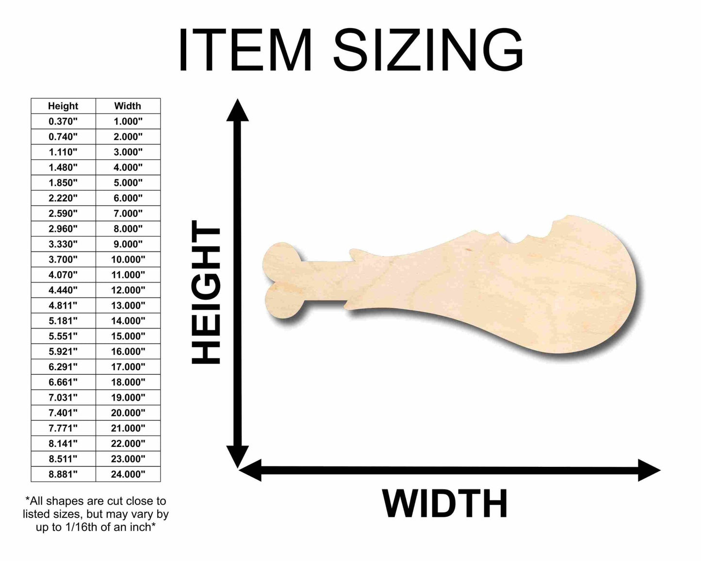 Unfinished Wood Turkey Leg with Bite Silhouette - Craft - up to 46" DIY - NameSigns.com