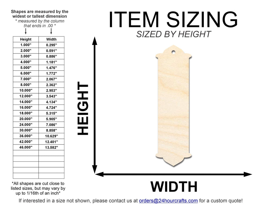 Unfinished Wood Twin Peak Bookmark Shape | DIY Craft Cutout | up to 12" DIY - NameSigns.com