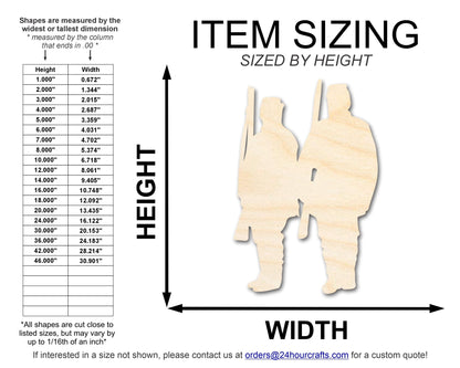 Unfinished Wood Two Soldiers Shape | DIY Craft Cutout | up to 46" DIY - NameSigns.com