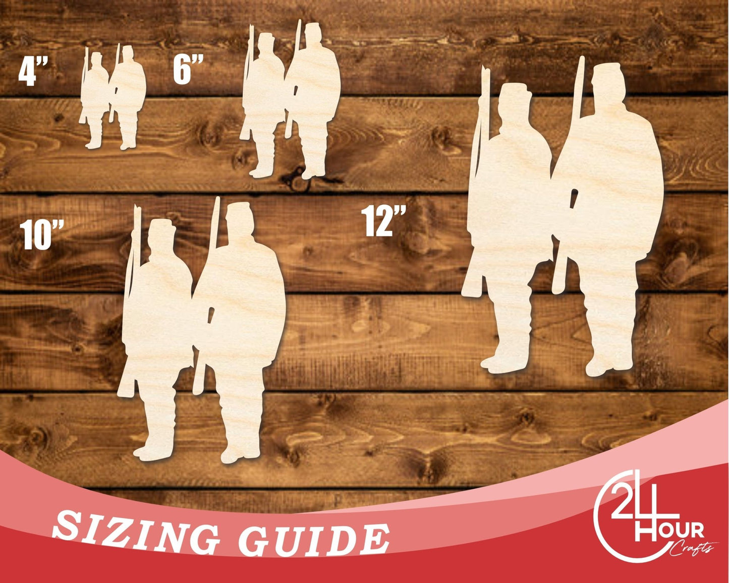 Unfinished Wood Two Soldiers Shape | DIY Craft Cutout | up to 46" DIY - NameSigns.com