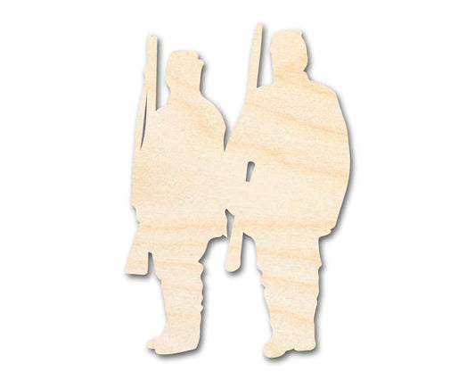 Unfinished Wood Two Soldiers Shape | DIY Craft Cutout | up to 46" DIY - NameSigns.com