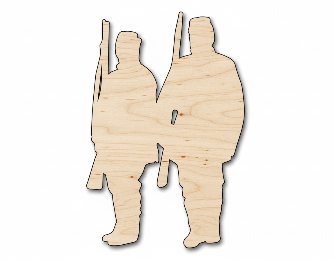 Unfinished Wood Two Soldiers Shape | DIY Craft Cutout | up to 46" DIY - NameSigns.com