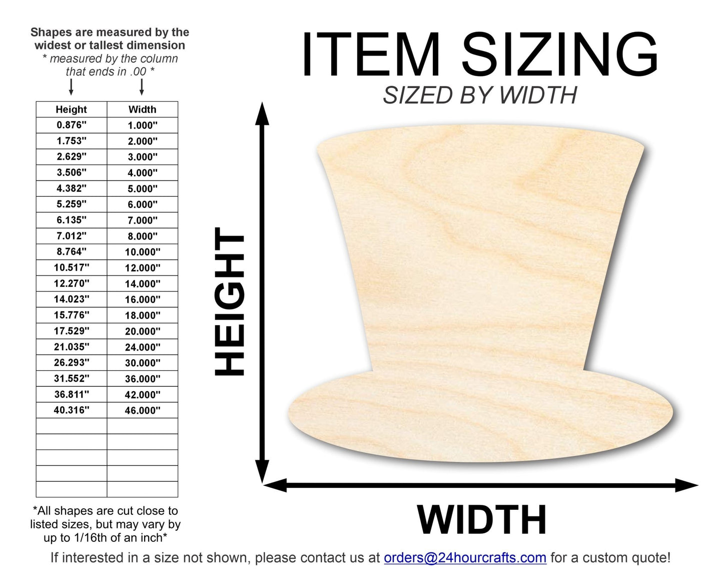Unfinished Wood Uncle Sam Hat Shape | DIY Craft Cutout | up to 46" DIY - NameSigns.com