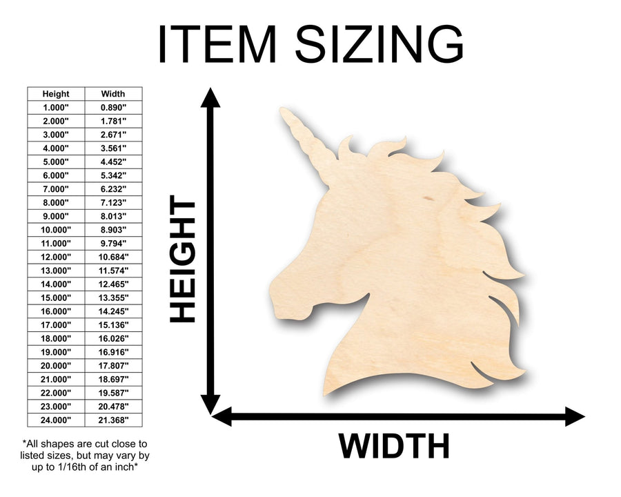Unfinished Wood Unicorn Head Shape - Craft - up to 46" DIY - NameSigns.com