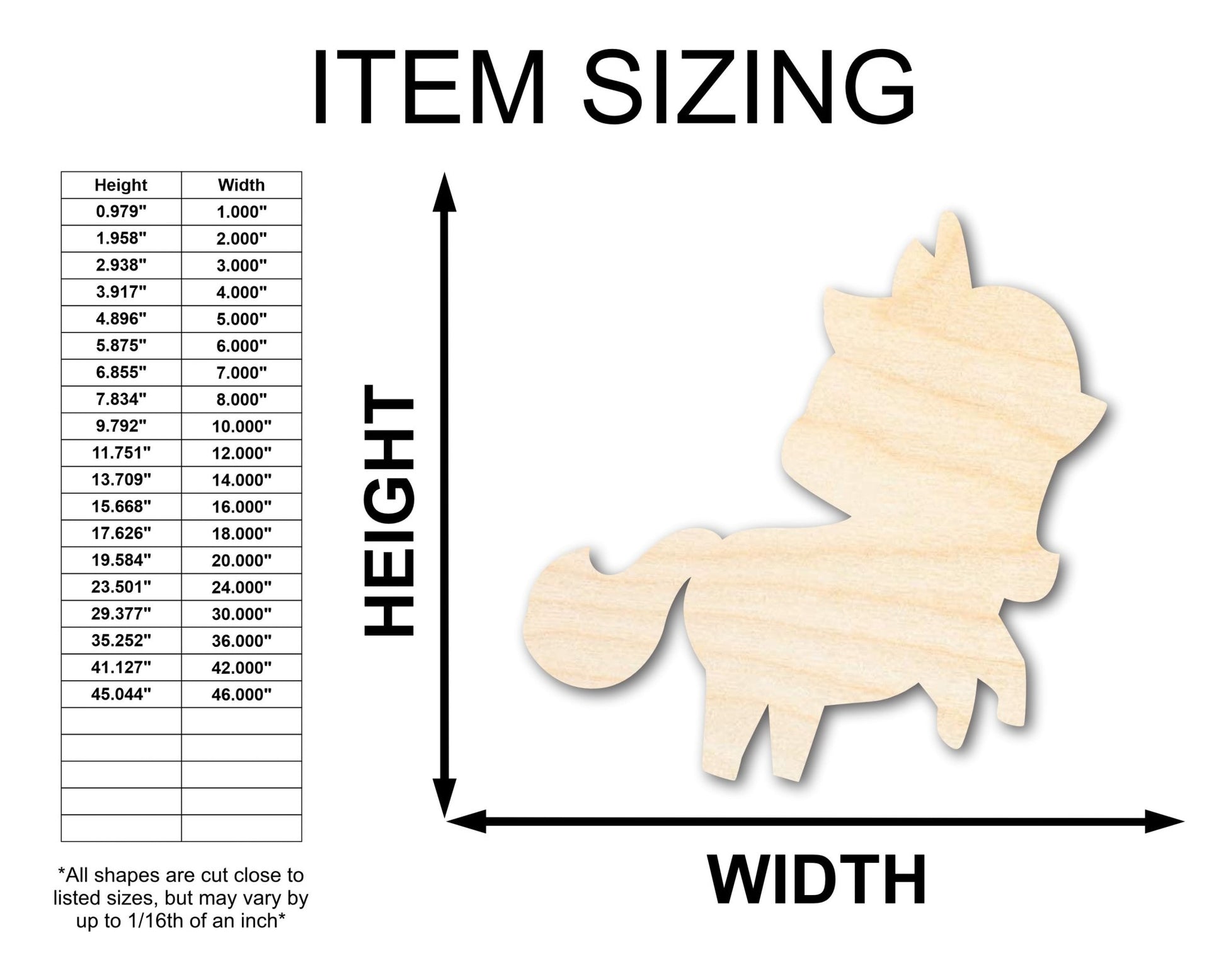 Unfinished Wood Unicorn Shape - Craft - up to 46" DIY - NameSigns.com