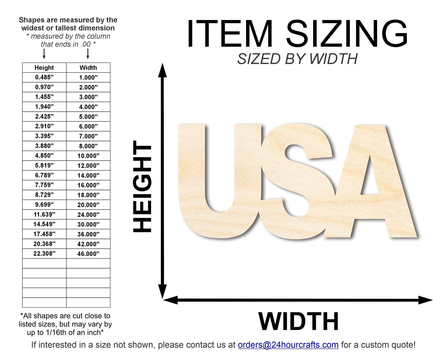 Unfinished Wood USA Cutout | DIY Craft Cutout | up to 46" DIY - NameSigns.com