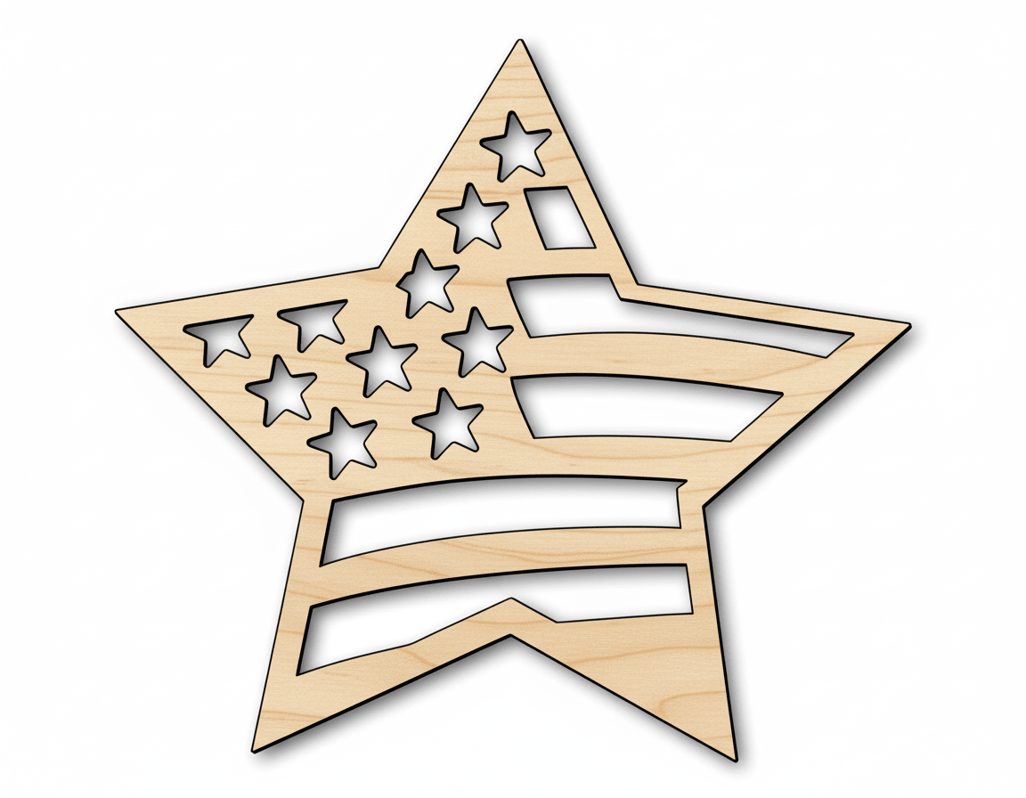 Unfinished Wood USA Star Shape - Craft - up to 46" - NameSigns.com