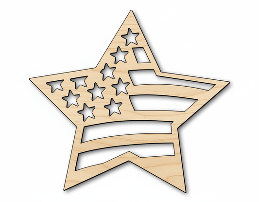 Unfinished Wood USA Star Shape - Craft - up to 46" - NameSigns.com