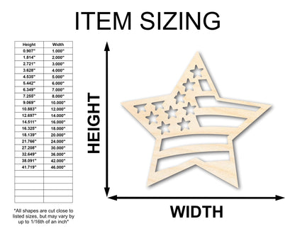 Unfinished Wood USA Star Shape - Craft - up to 46" - NameSigns.com