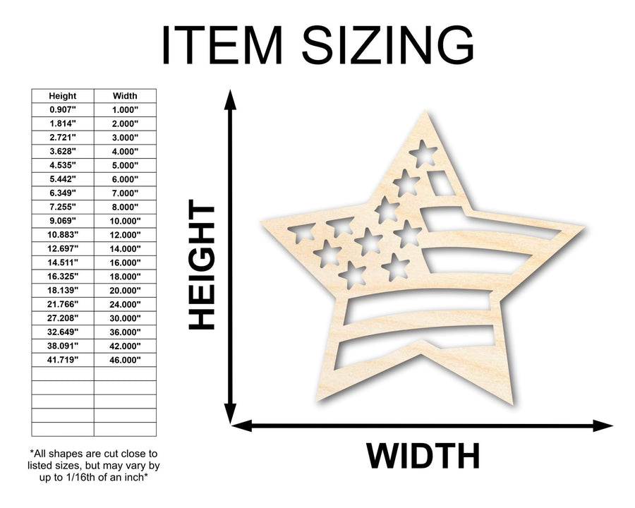 Unfinished Wood USA Star Shape - Craft - up to 46" - NameSigns.com