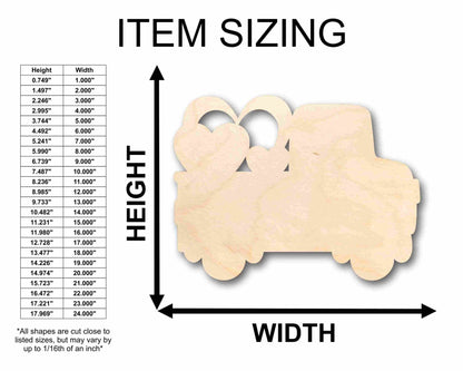 Unfinished Wood Valentine Truck Silhouette - Craft - up to 46" DIY - NameSigns.com