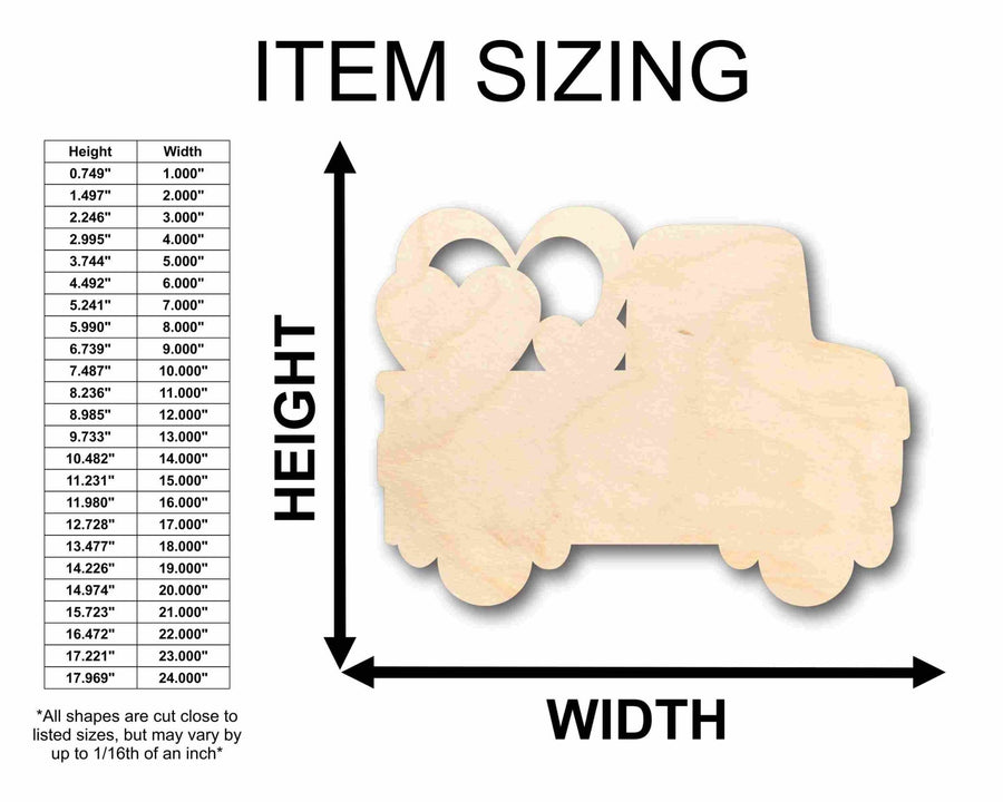Unfinished Wood Valentine Truck Silhouette - Craft - up to 46" DIY - NameSigns.com