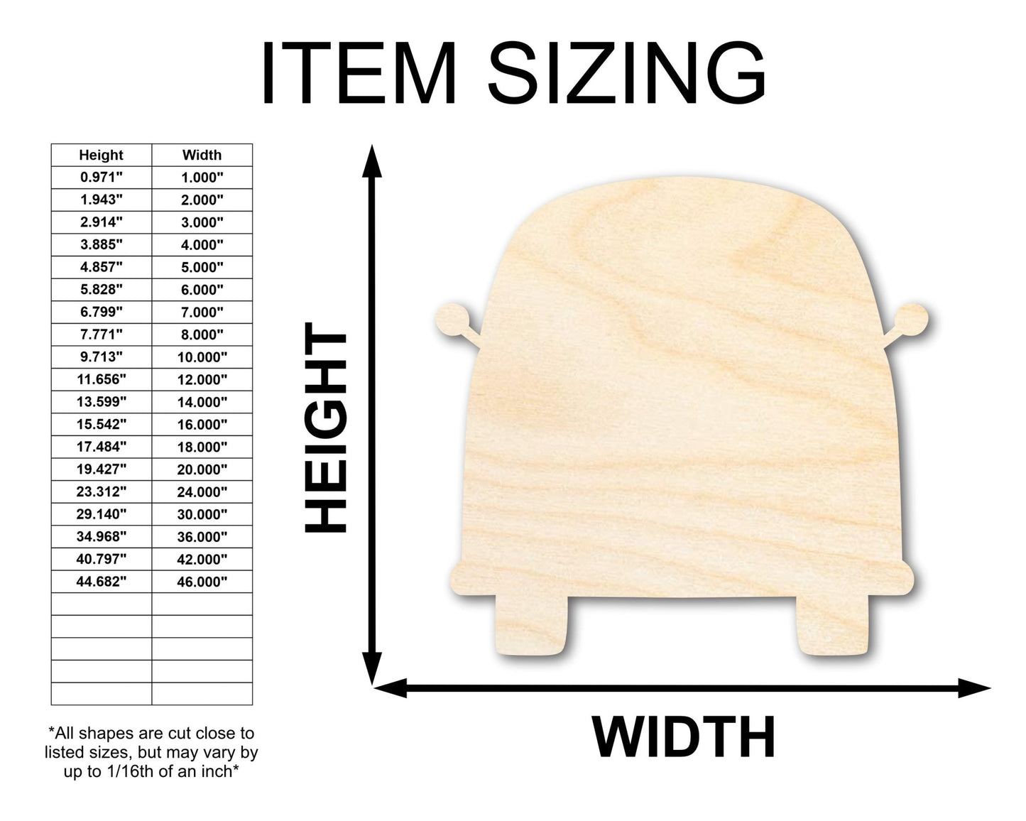 Unfinished Wood Van Shape - Craft - up to 46" - NameSigns.com