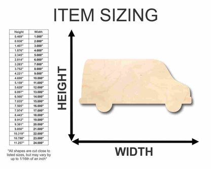 Unfinished Wood Van Shape - Craft - up to 46" DIY - NameSigns.com