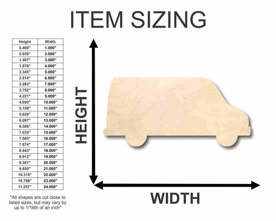 Unfinished Wood Van Shape - Craft - up to 46" DIY - NameSigns.com