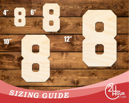 Unfinished Wood Varisty Number Eight Shape | DIY Craft Cutout | up to 46" DIY - NameSigns.com
