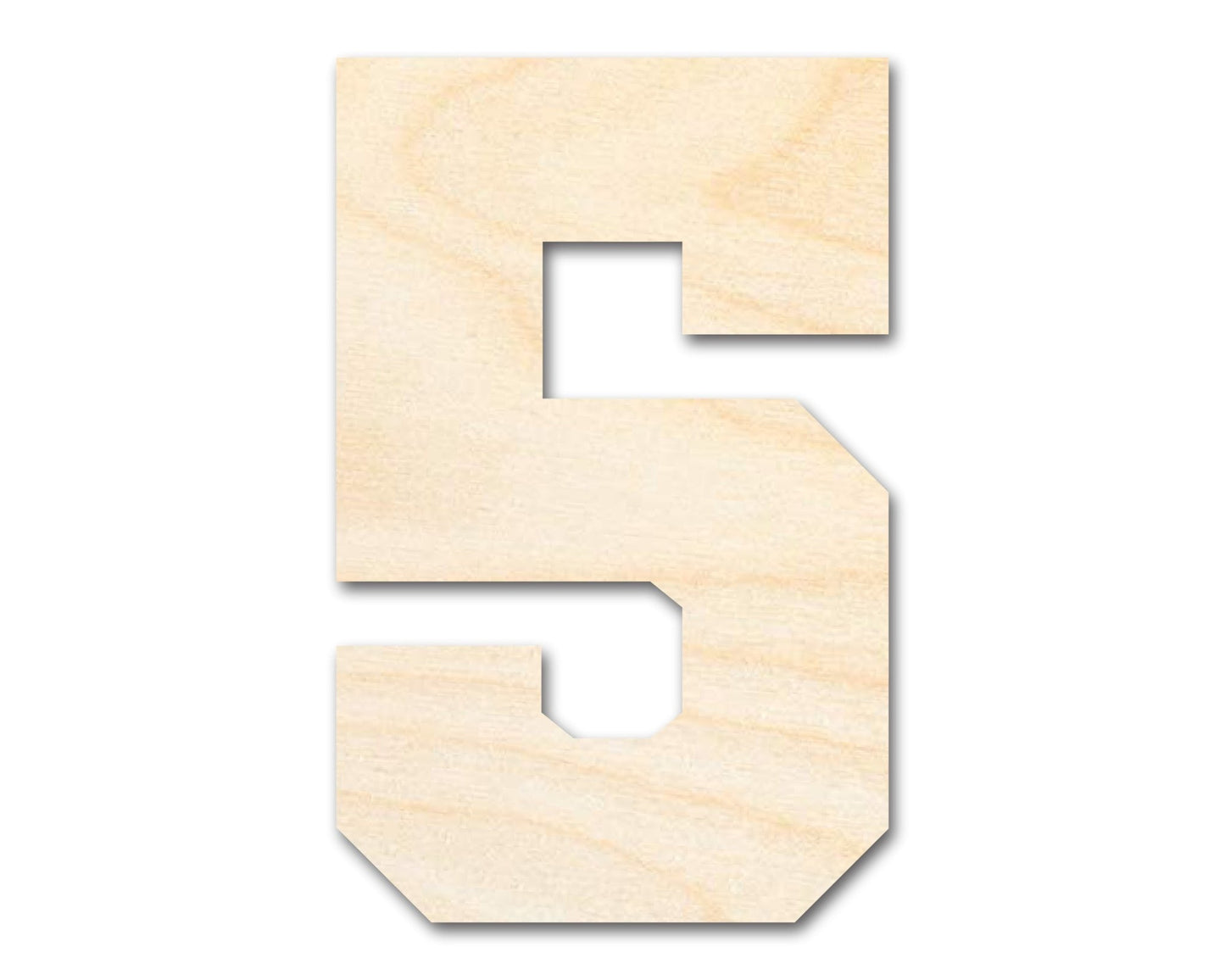 Unfinished Wood Varisty Number Five Shape | DIY Craft Cutout | up to 46" DIY - NameSigns.com