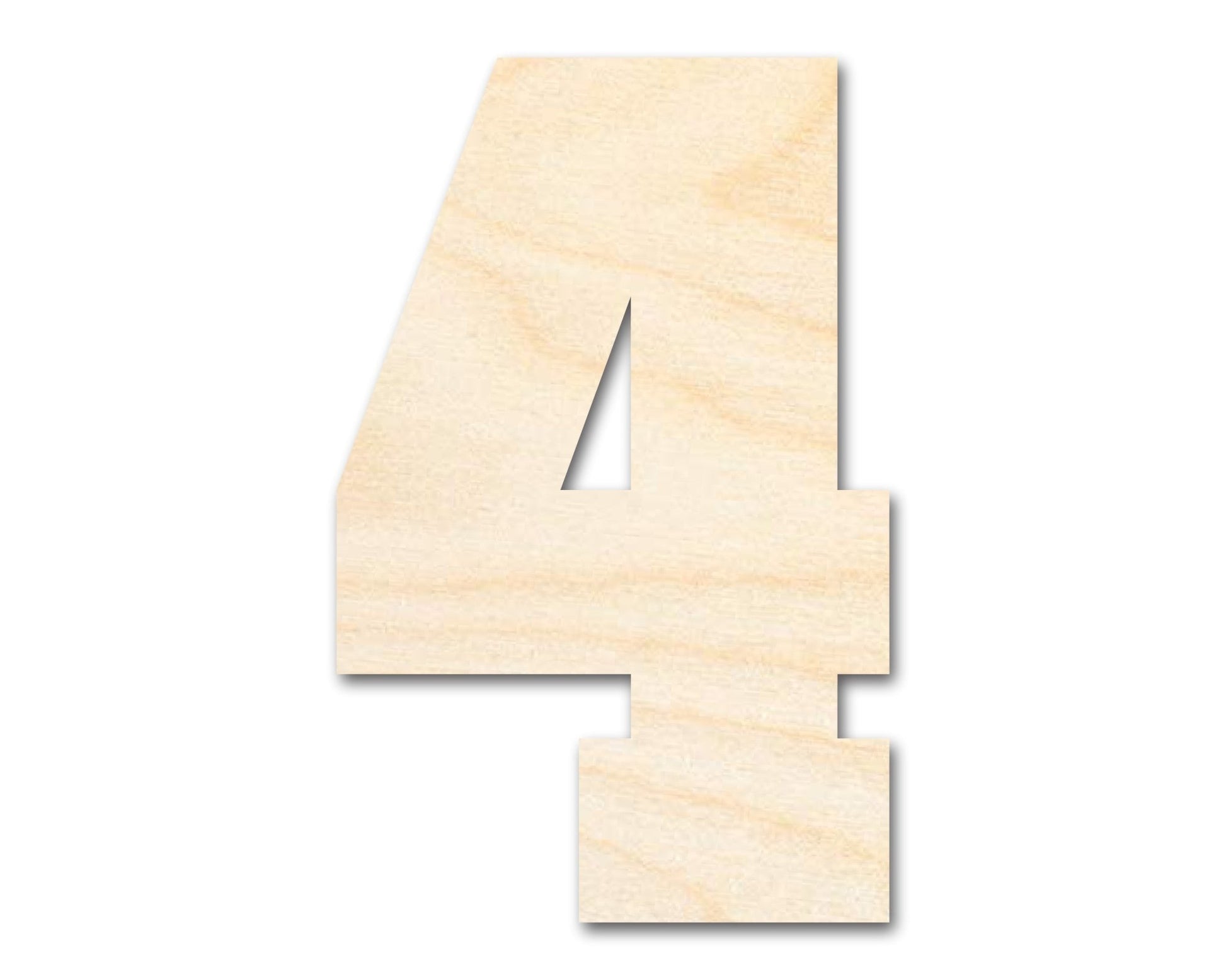 Unfinished Wood Varisty Number Four Shape | DIY Craft Cutout | up to 46" DIY - NameSigns.com