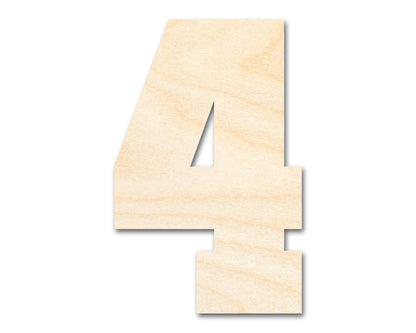 Unfinished Wood Varisty Number Four Shape | DIY Craft Cutout | up to 46" DIY - NameSigns.com
