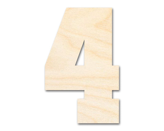 Unfinished Wood Varisty Number Four Shape | DIY Craft Cutout | up to 46" DIY - NameSigns.com