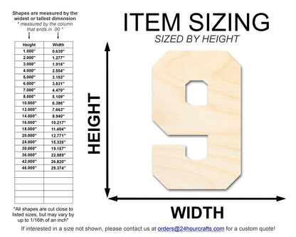 Unfinished Wood Varisty Number Nine Shape | DIY Craft Cutout | up to 46" DIY - NameSigns.com