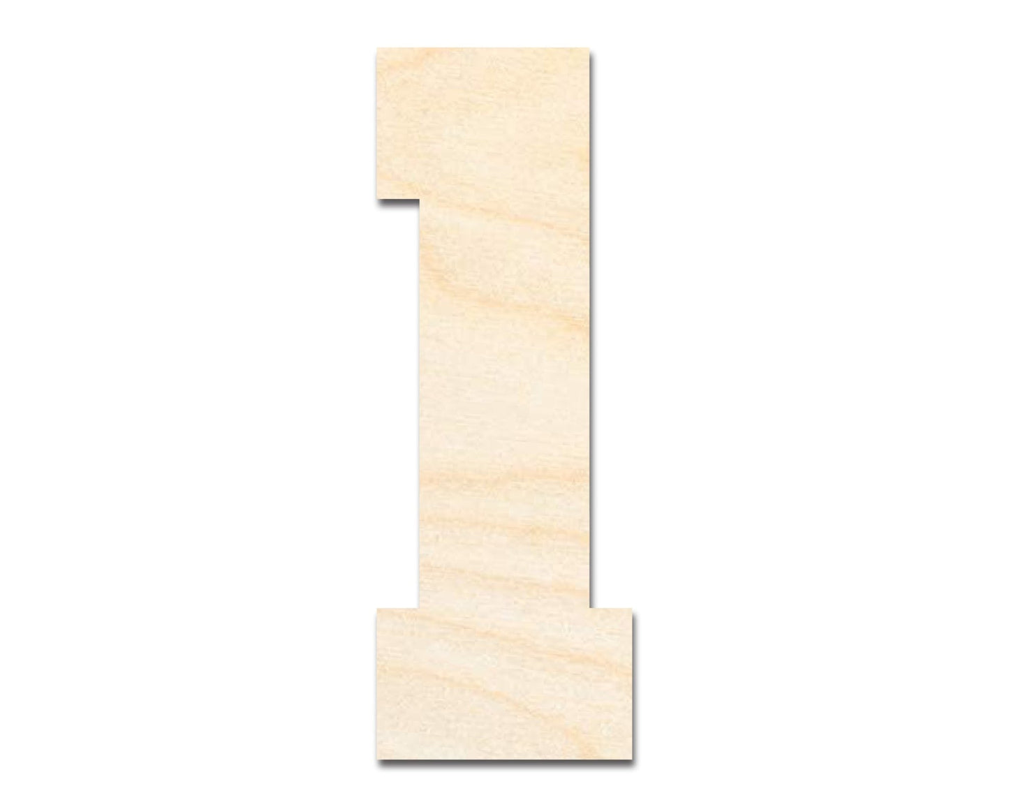 Unfinished Wood Varisty Number One Shape | DIY Craft Cutout | up to 46" DIY - NameSigns.com