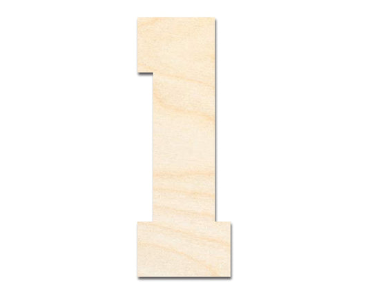Unfinished Wood Varisty Number One Shape | DIY Craft Cutout | up to 46" DIY - NameSigns.com