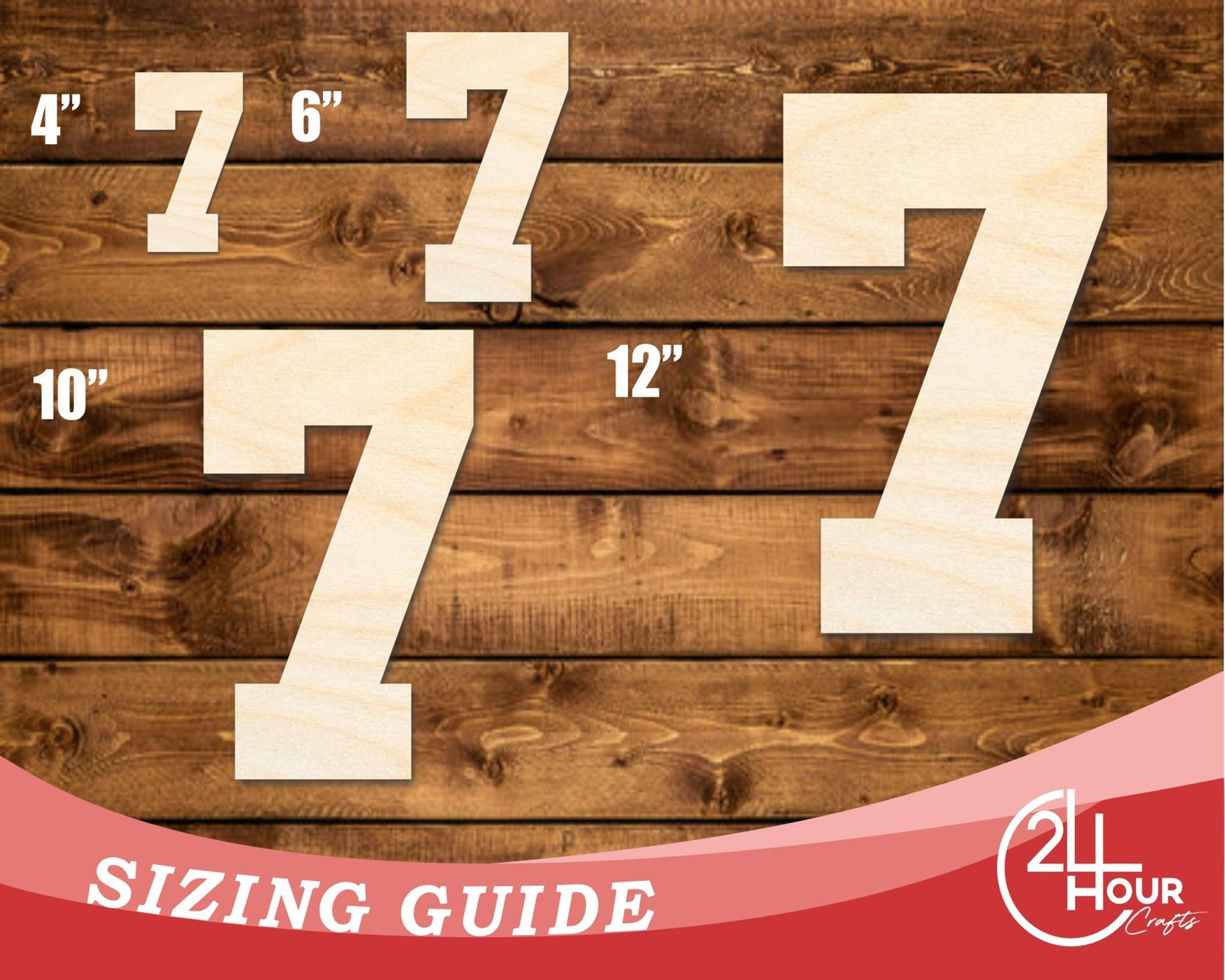 Unfinished Wood Varisty Number Seven Shape | DIY Craft Cutout | up to 46" DIY - NameSigns.com