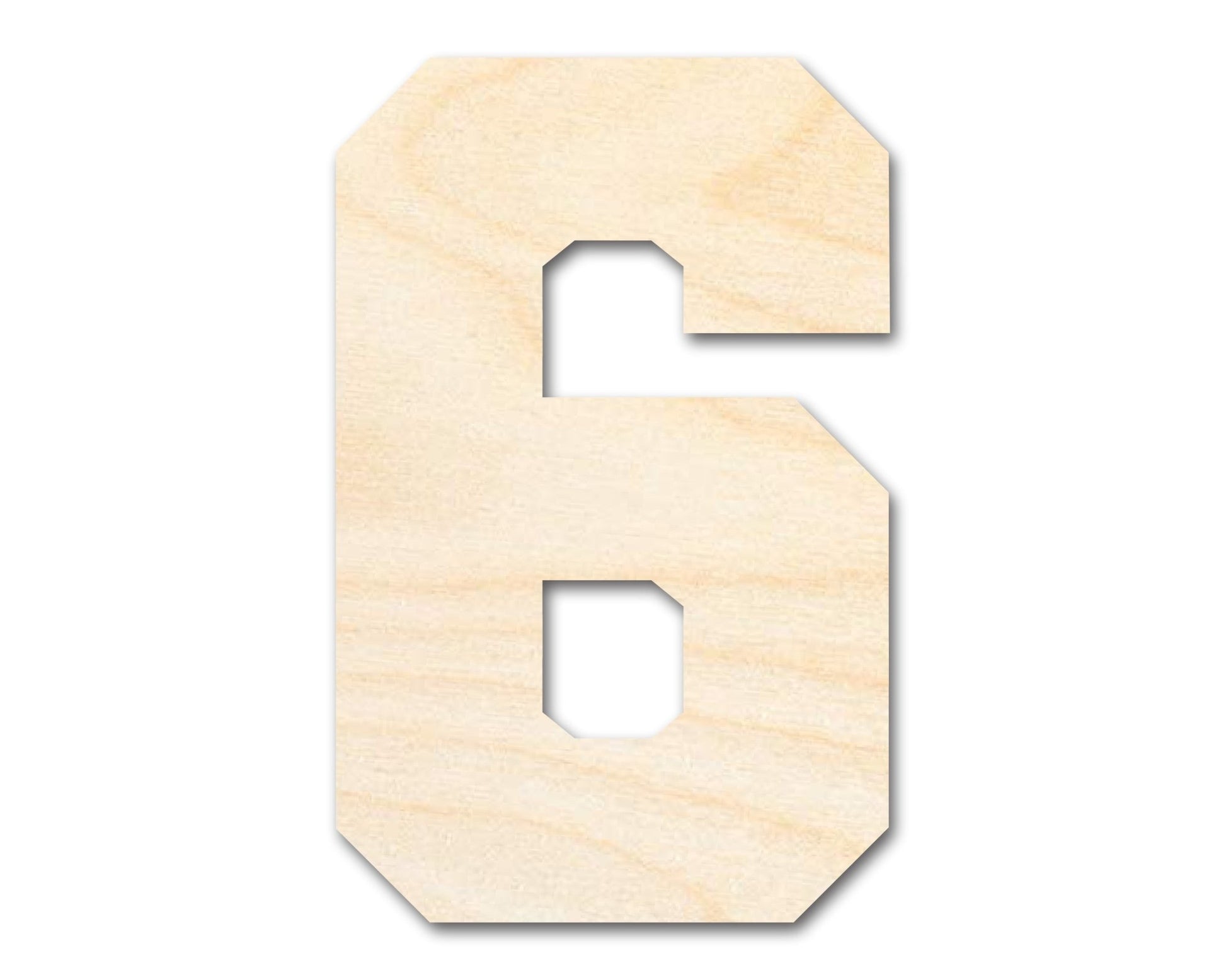 Unfinished Wood Varisty Number Six Shape | DIY Craft Cutout | up to 46" DIY - NameSigns.com
