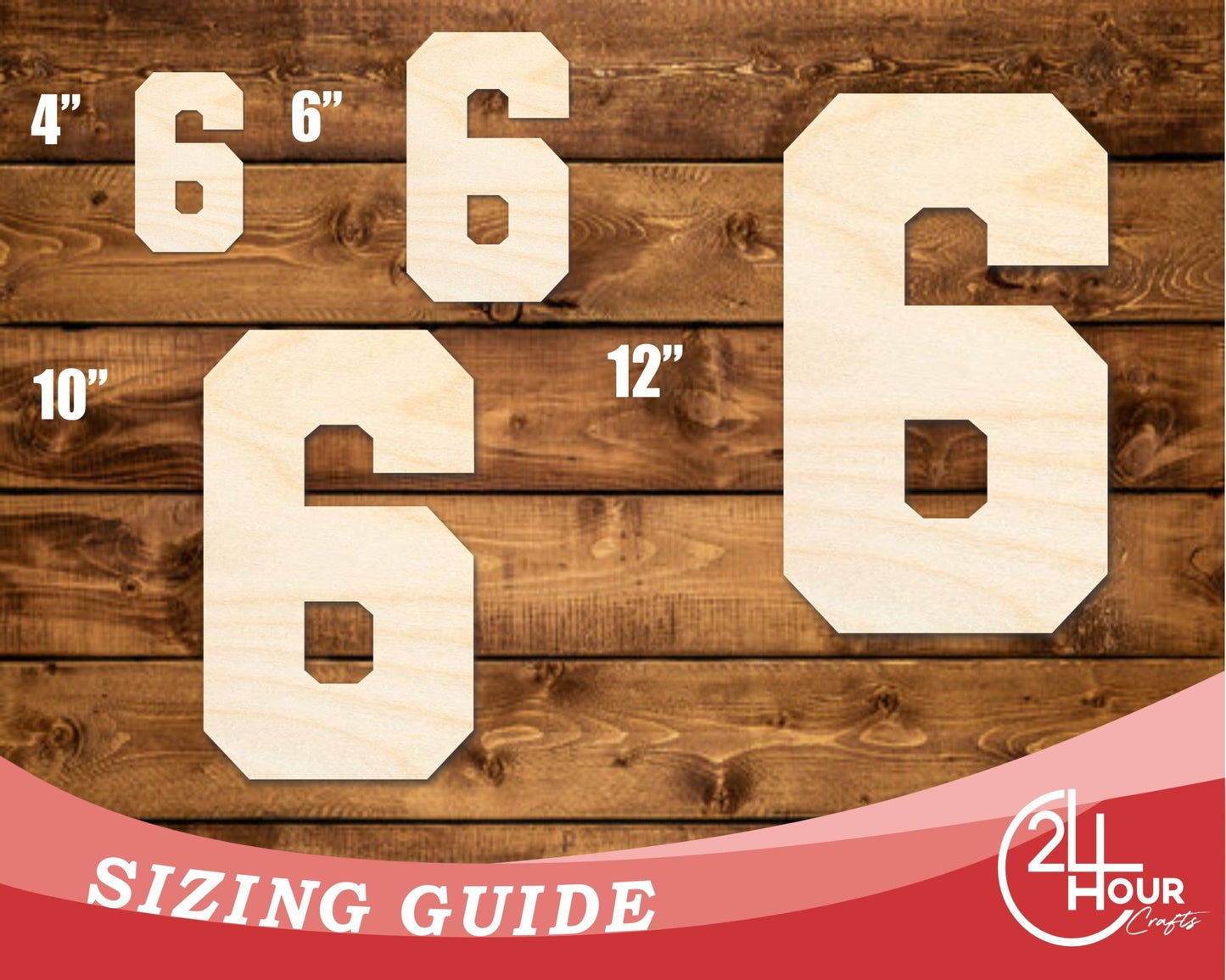 Unfinished Wood Varisty Number Six Shape | DIY Craft Cutout | up to 46" DIY - NameSigns.com