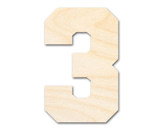 Unfinished Wood Varisty Number Three Shape | DIY Craft Cutout | up to 46" DIY - NameSigns.com