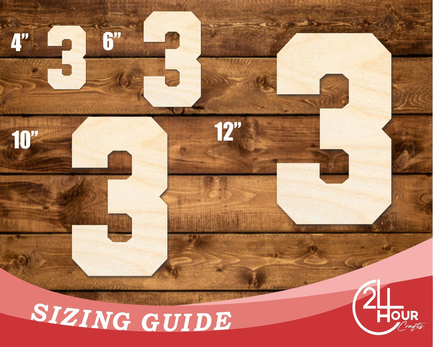 Unfinished Wood Varisty Number Three Shape | DIY Craft Cutout | up to 46" DIY - NameSigns.com