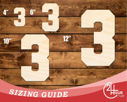 Unfinished Wood Varisty Number Three Shape | DIY Craft Cutout | up to 46" DIY - NameSigns.com