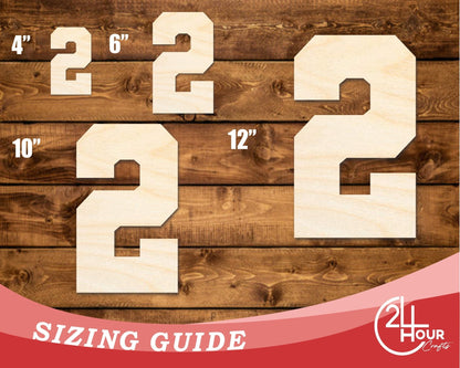 Unfinished Wood Varisty Number Two Shape | DIY Craft Cutout | up to 46" DIY - NameSigns.com