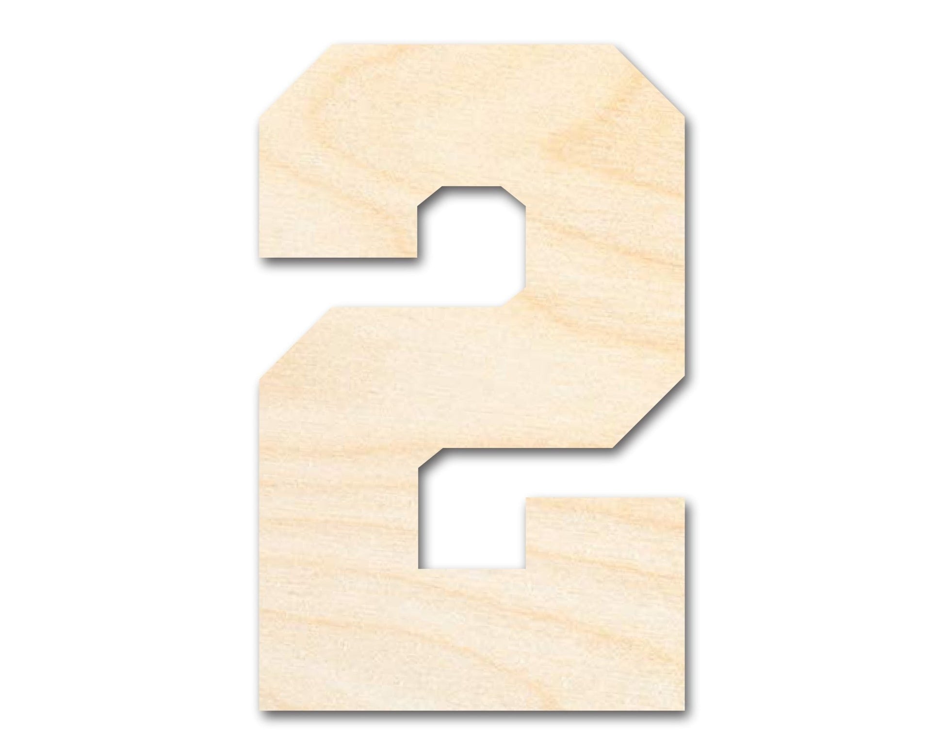 Unfinished Wood Varisty Number Two Shape | DIY Craft Cutout | up to 46" DIY - NameSigns.com