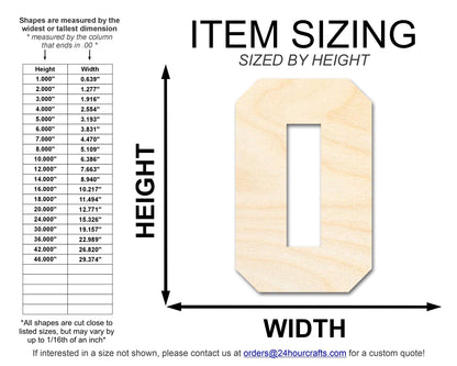 Unfinished Wood Varisty Number Zero Shape | DIY Craft Cutout | up to 46" DIY - NameSigns.com