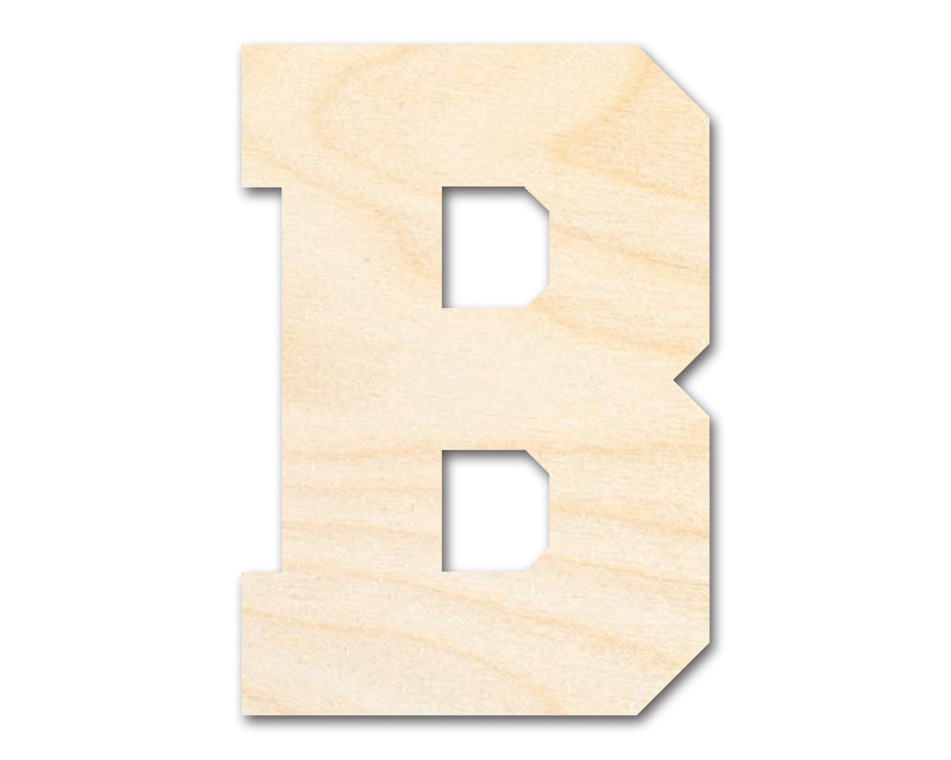 Unfinished Wood Varsity Team Font - B Shape | DIY Craft Cutout | up to 46" DIY - NameSigns.com