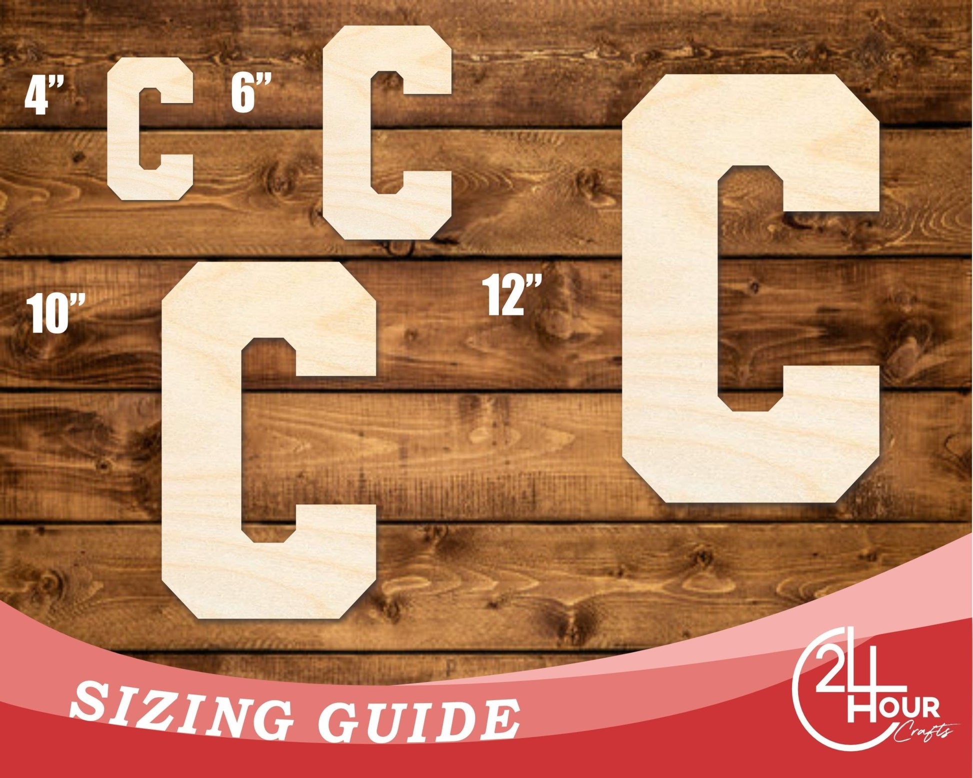 Unfinished Wood Varsity Team Font - C Shape | DIY Craft Cutout | up to 46" DIY - NameSigns.com