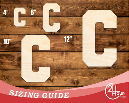 Unfinished Wood Varsity Team Font - C Shape | DIY Craft Cutout | up to 46" DIY - NameSigns.com