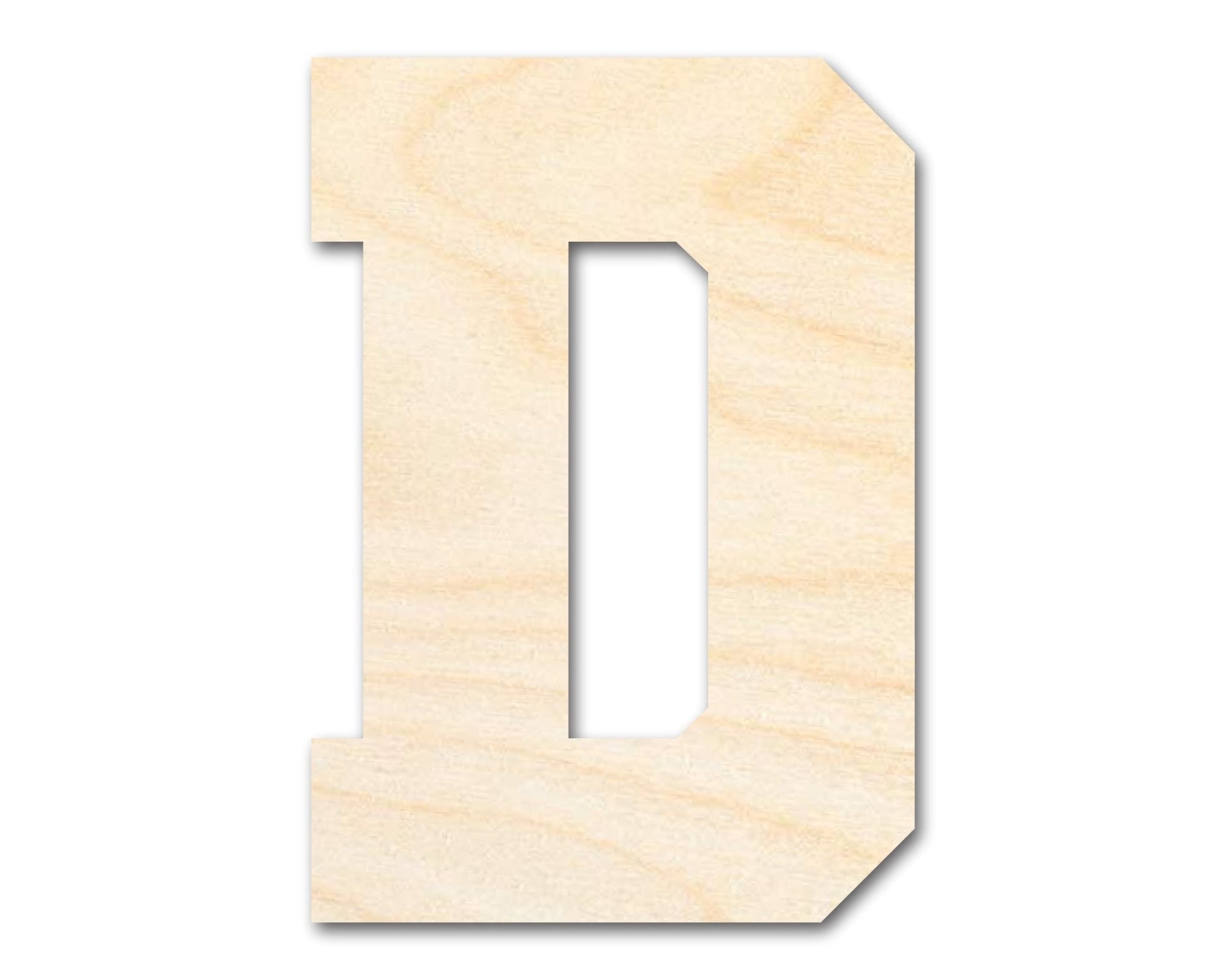Unfinished Wood Varsity Team Font - D Shape | DIY Craft Cutout | up to 46" DIY - NameSigns.com