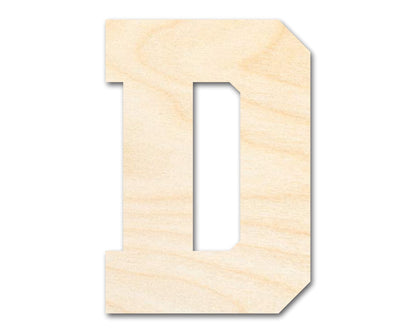 Unfinished Wood Varsity Team Font - D Shape | DIY Craft Cutout | up to 46" DIY - NameSigns.com