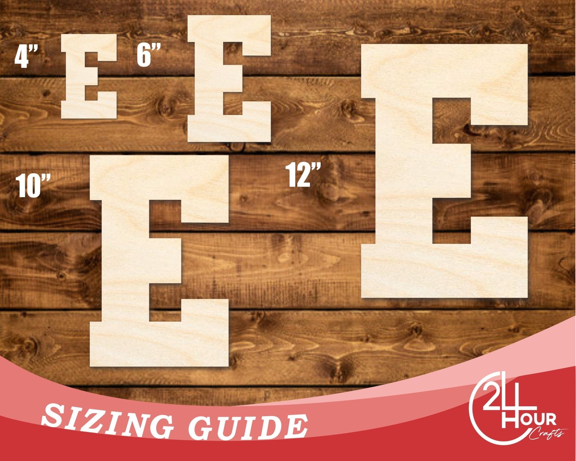 Unfinished Wood Varsity Team Font - E Shape | DIY Craft Cutout | up to 46" DIY - NameSigns.com