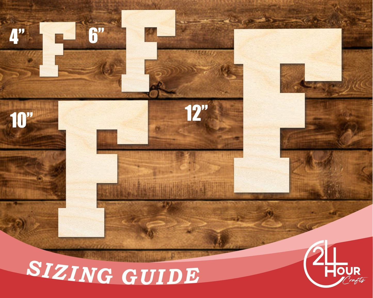 Unfinished Wood Varsity Team Font - F Shape | DIY Craft Cutout | up to 46" DIY - NameSigns.com